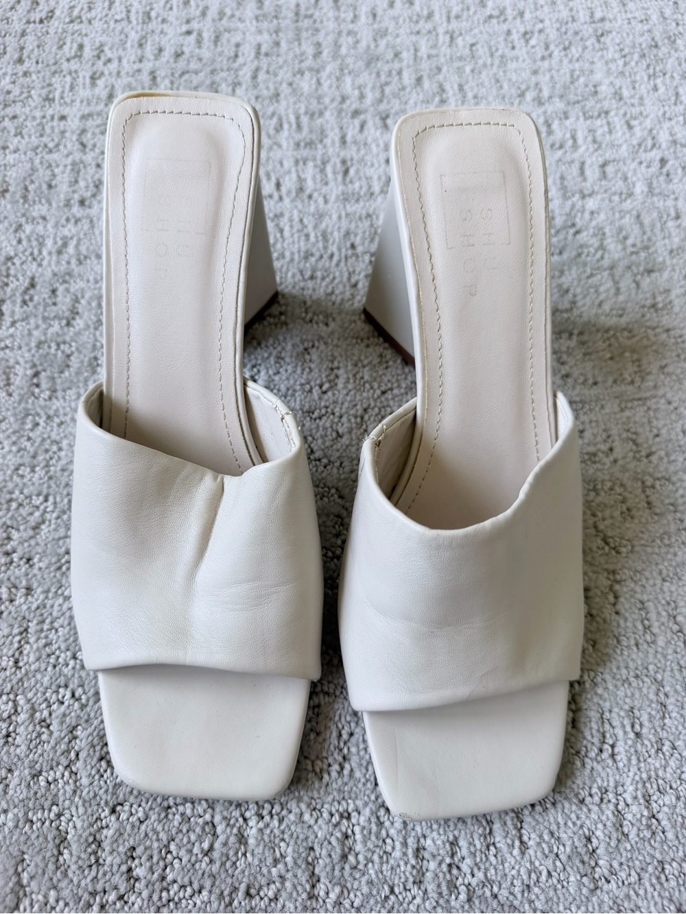ShuShop Ivory Square-Toe Block Heel Slides